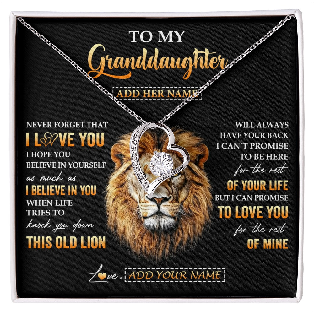 Personalized To My Granddaughter Gifts From Grandpa Necklace Old Lion Love You Granddaughter Birthday Gifts Graduation Christmas Custom Gift Box Message Card