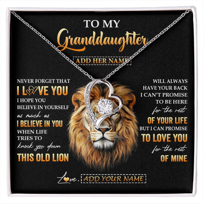 Personalized To My Granddaughter Gifts From Grandpa Necklace Old Lion Love You Granddaughter Birthday Gifts Graduation Christmas Custom Gift Box Message Card