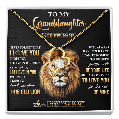 Personalized To My Granddaughter Gifts From Grandpa Necklace Old Lion Love You Granddaughter Birthday Gifts Graduation Christmas Custom Gift Box Message Card