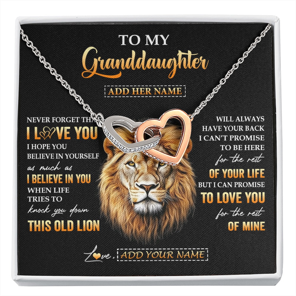 Personalized To My Granddaughter Gifts From Grandpa Necklace Old Lion Love You Granddaughter Birthday Gifts Graduation Christmas Custom Gift Box Message Card