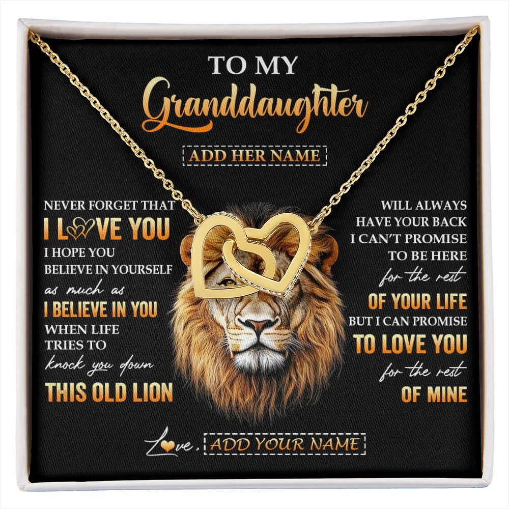 Personalized To My Granddaughter Gifts From Grandpa Necklace Old Lion Love You Granddaughter Birthday Gifts Graduation Christmas Custom Gift Box Message Card