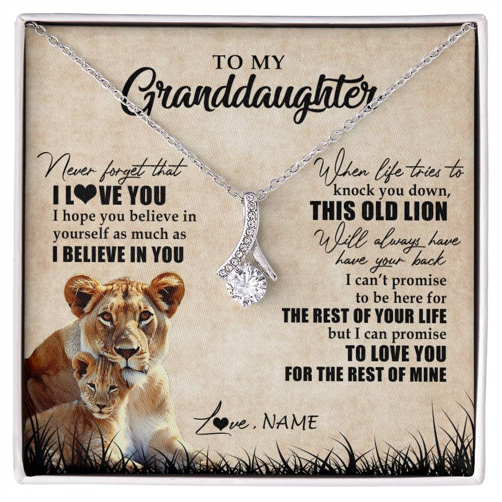 Personalized To My Granddaughter Gifts Necklace From Grandma Old Lion Granddaughter Jewelry Birthday Graduation Christmas Customized Gift Box Message Card