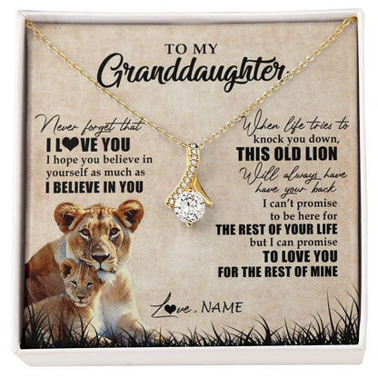 Personalized To My Granddaughter Gifts Necklace From Grandma Old Lion Granddaughter Jewelry Birthday Graduation Christmas Customized Gift Box Message Card