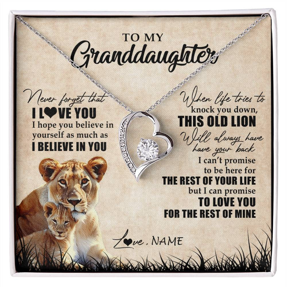Personalized To My Granddaughter Gifts Necklace From Grandma Old Lion Granddaughter Jewelry Birthday Graduation Christmas Customized Gift Box Message Card
