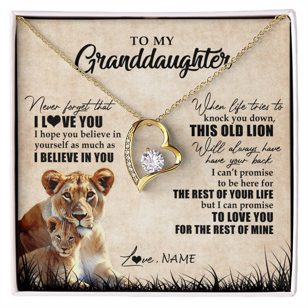 Personalized To My Granddaughter Gifts Necklace From Grandma Old Lion Granddaughter Jewelry Birthday Graduation Christmas Customized Gift Box Message Card