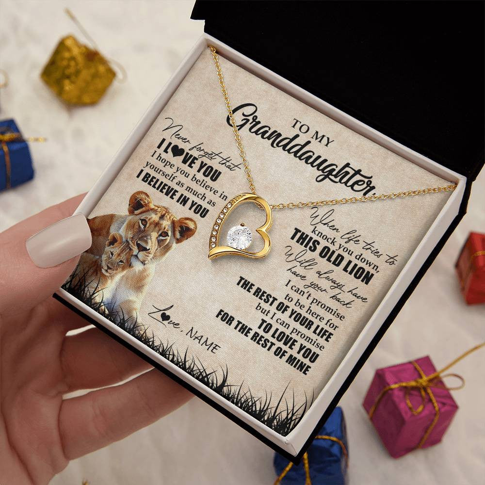 Personalized To My Granddaughter Gifts Necklace From Grandma Old Lion Granddaughter Jewelry Birthday Graduation Christmas Customized Gift Box Message Card