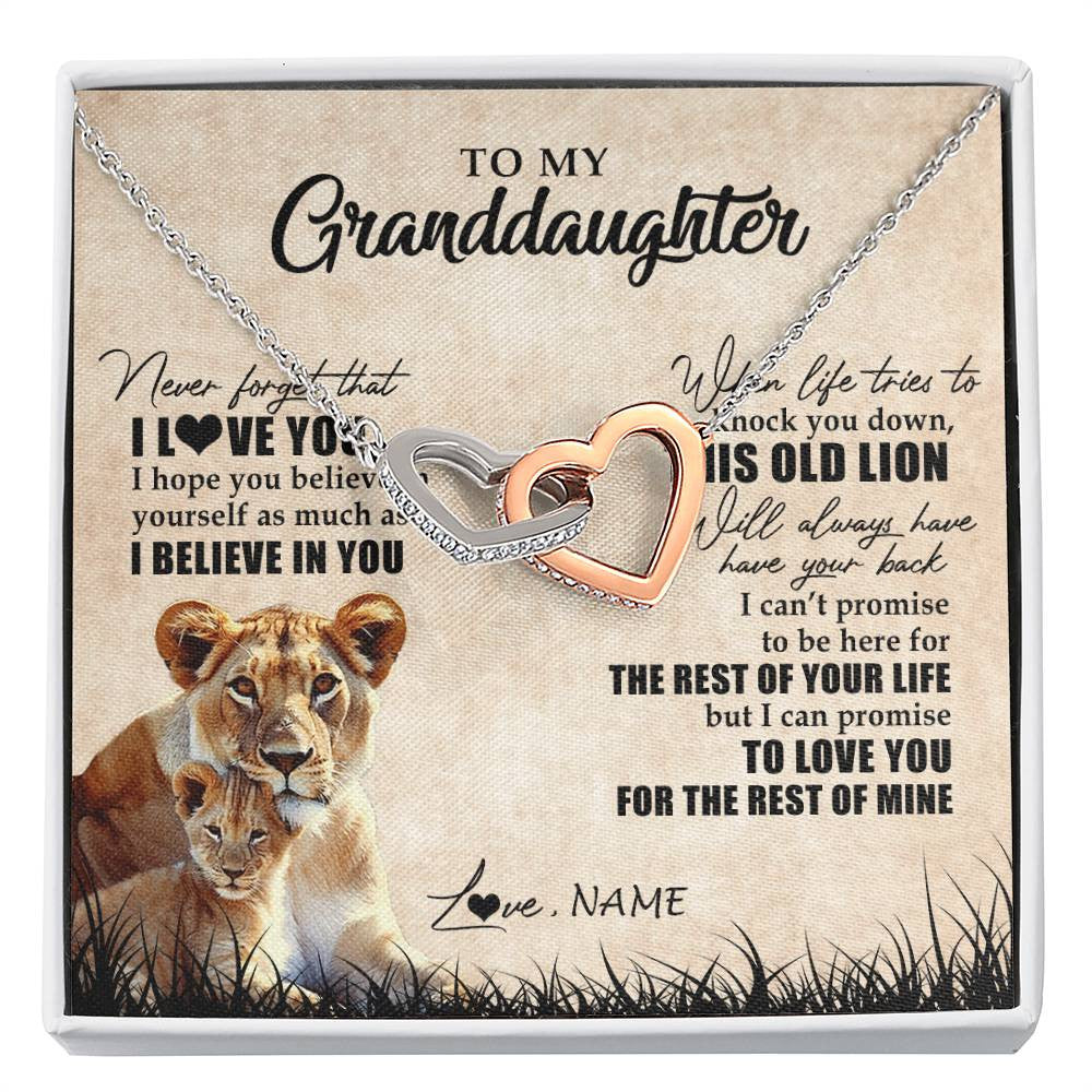 Personalized To My Granddaughter Gifts Necklace From Grandma Old Lion Granddaughter Jewelry Birthday Graduation Christmas Customized Gift Box Message Card