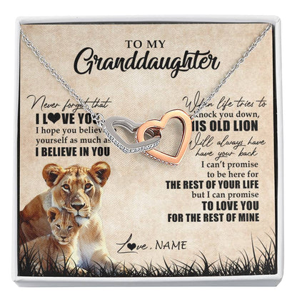 Personalized To My Granddaughter Gifts Necklace From Grandma Old Lion Granddaughter Jewelry Birthday Graduation Christmas Customized Gift Box Message Card