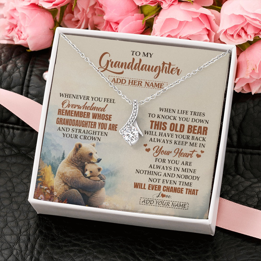 Personalized To My Granddaughter Gifts Necklace From Grandma Whenever Bear Unique Birthday Gifts For Granddaughter Graduation Christmas Gift Box Message Card