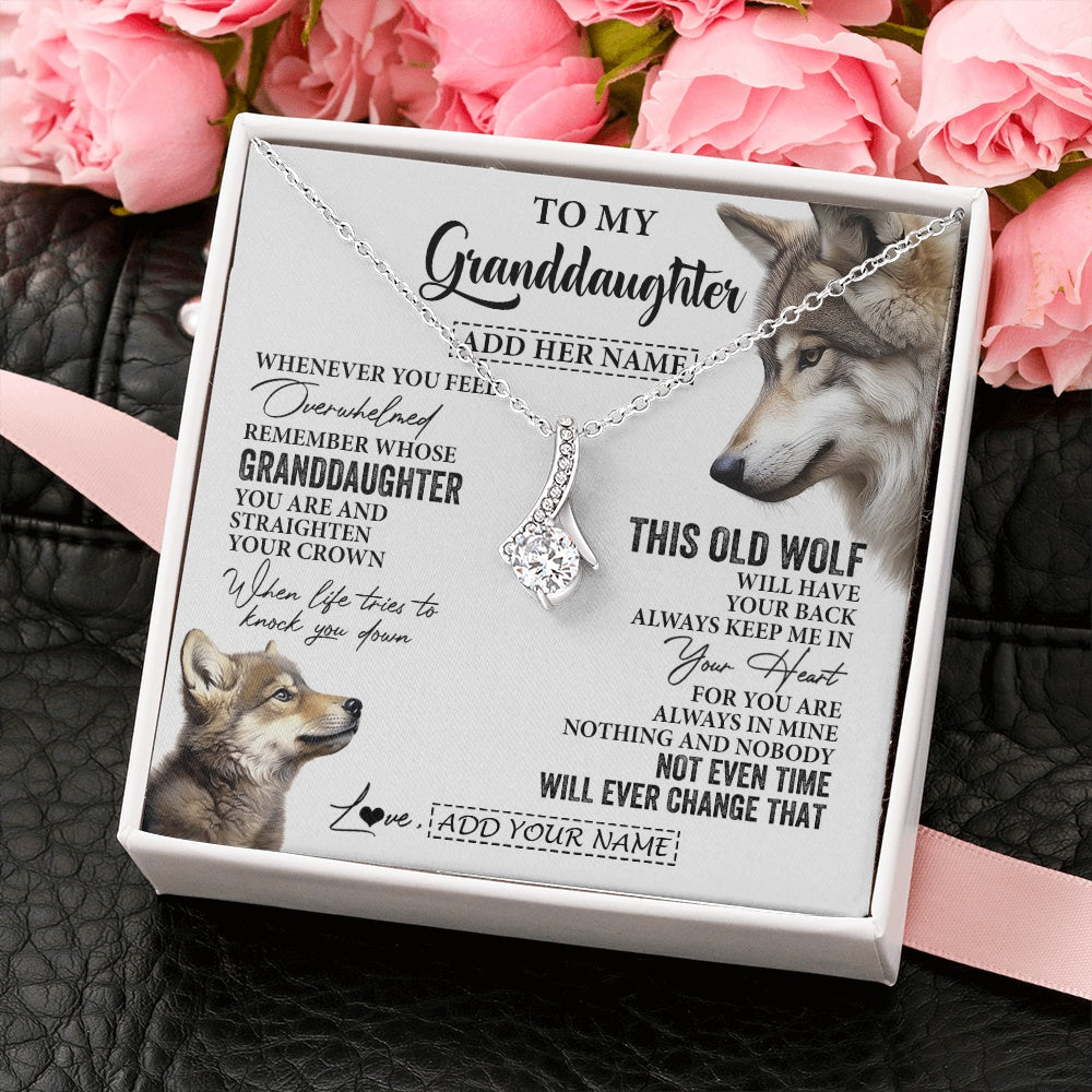 Personalized To My Granddaughter Gifts Necklace From Grandma Whenever Wolf Unique Birthday For Granddaughter Graduation Christmas Custom Gift Box Message Card