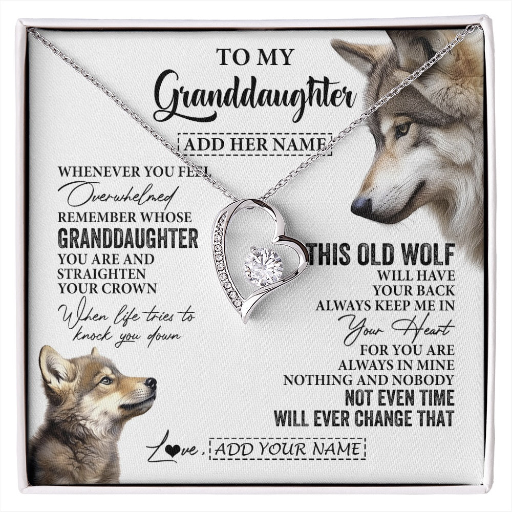 Personalized To My Granddaughter Gifts Necklace From Grandma Whenever Wolf Unique Birthday For Granddaughter Graduation Christmas Custom Gift Box Message Card