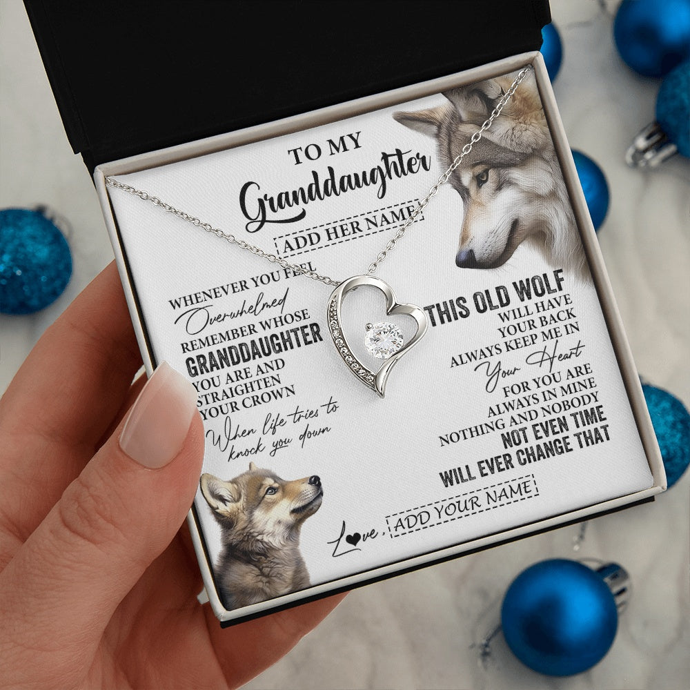 Personalized To My Granddaughter Gifts Necklace From Grandma Whenever Wolf Unique Birthday For Granddaughter Graduation Christmas Custom Gift Box Message Card