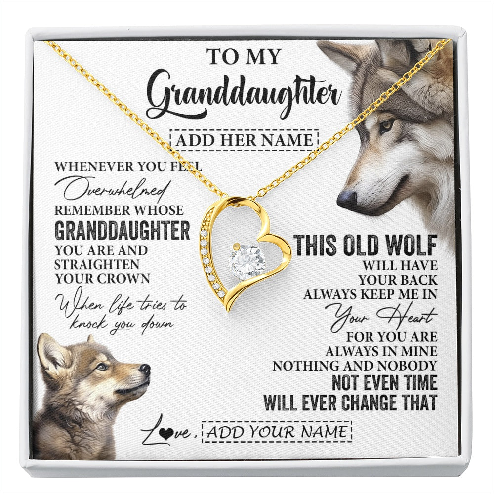 Personalized To My Granddaughter Gifts Necklace From Grandma Whenever Wolf Unique Birthday For Granddaughter Graduation Christmas Custom Gift Box Message Card