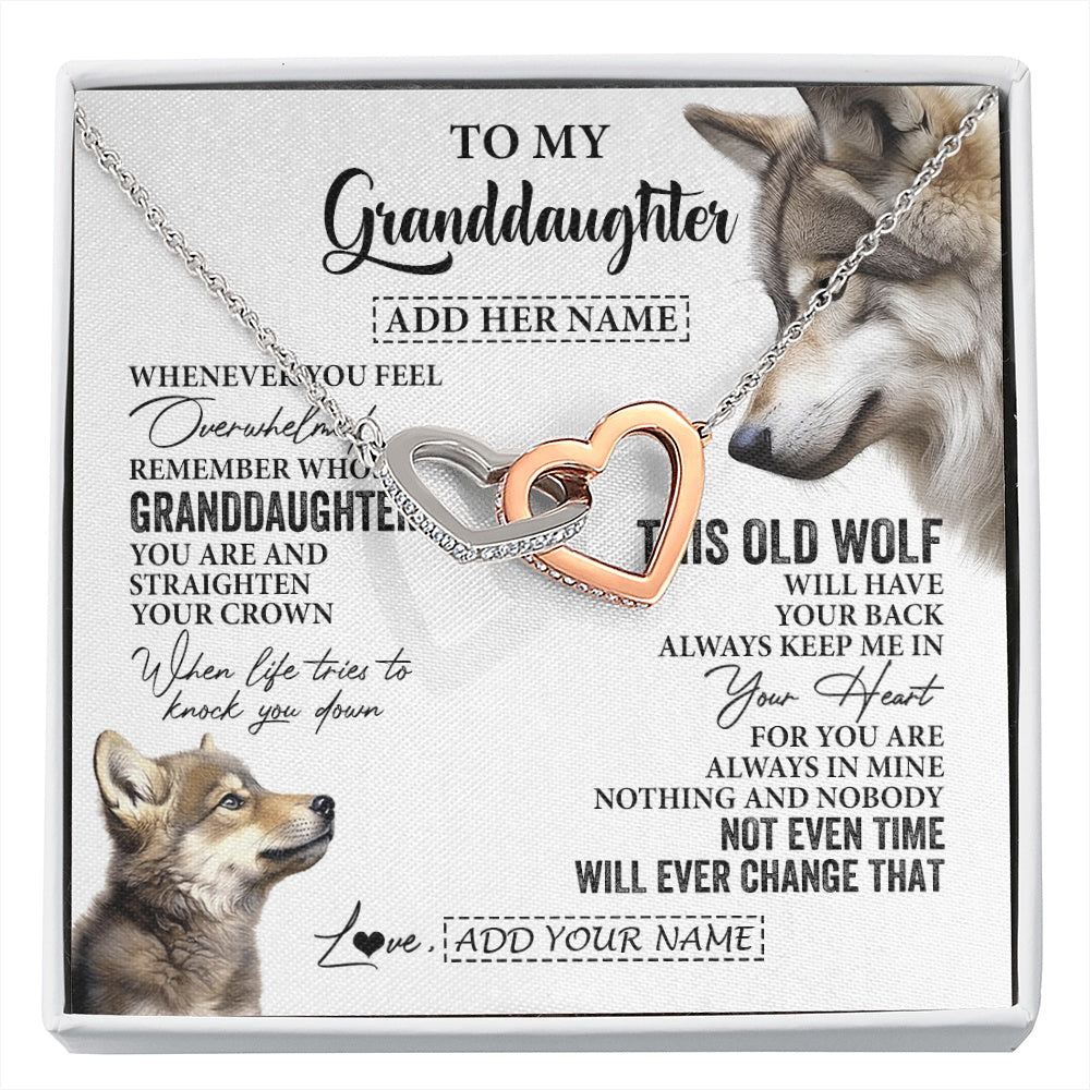 Personalized To My Granddaughter Gifts Necklace From Grandma Whenever Wolf Unique Birthday For Granddaughter Graduation Christmas Custom Gift Box Message Card