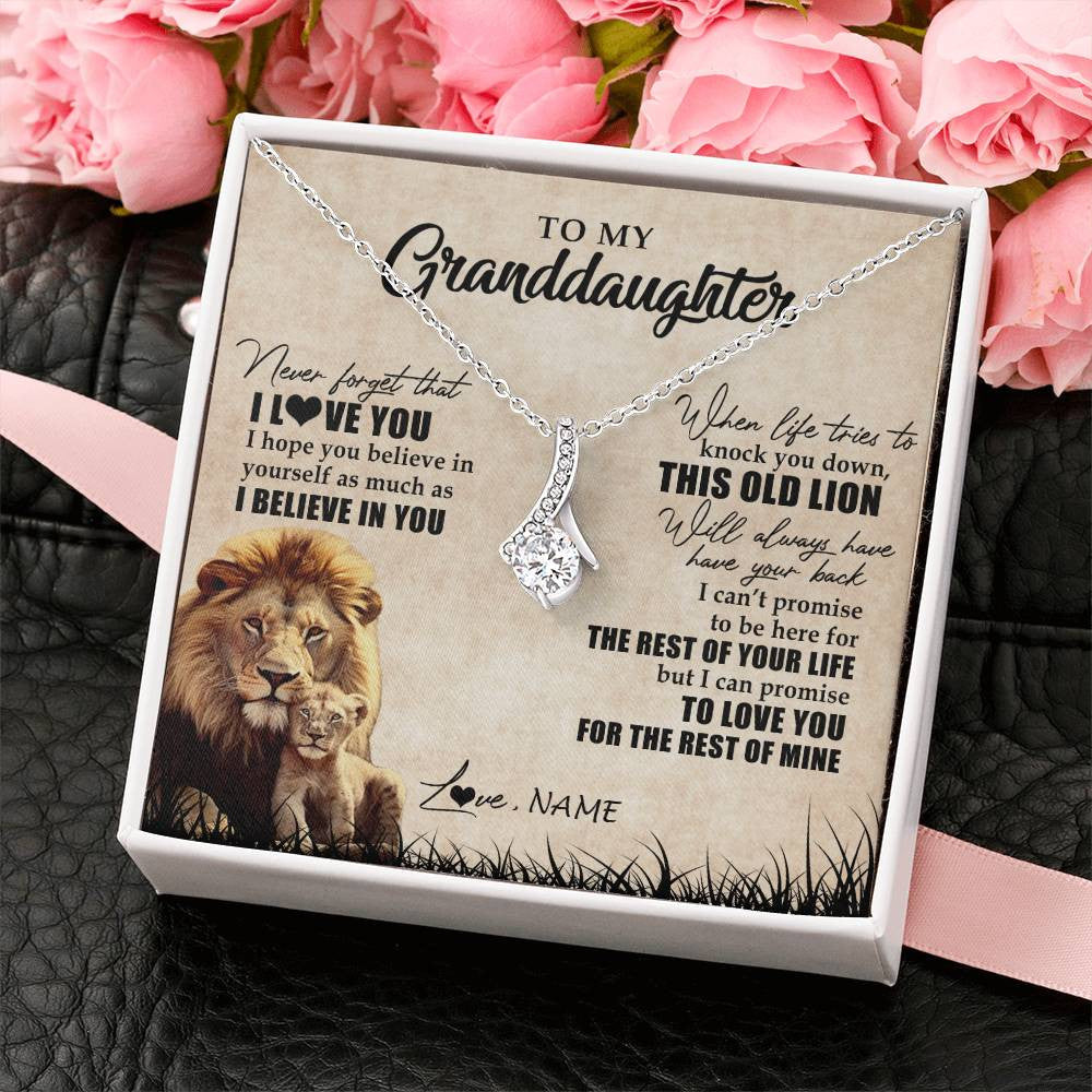 Personalized To My Granddaughter Gifts Necklace From Grandpa Old Lion Granddaughter Jewelry Birthday Graduation Christmas Customized Gift Box Message Card