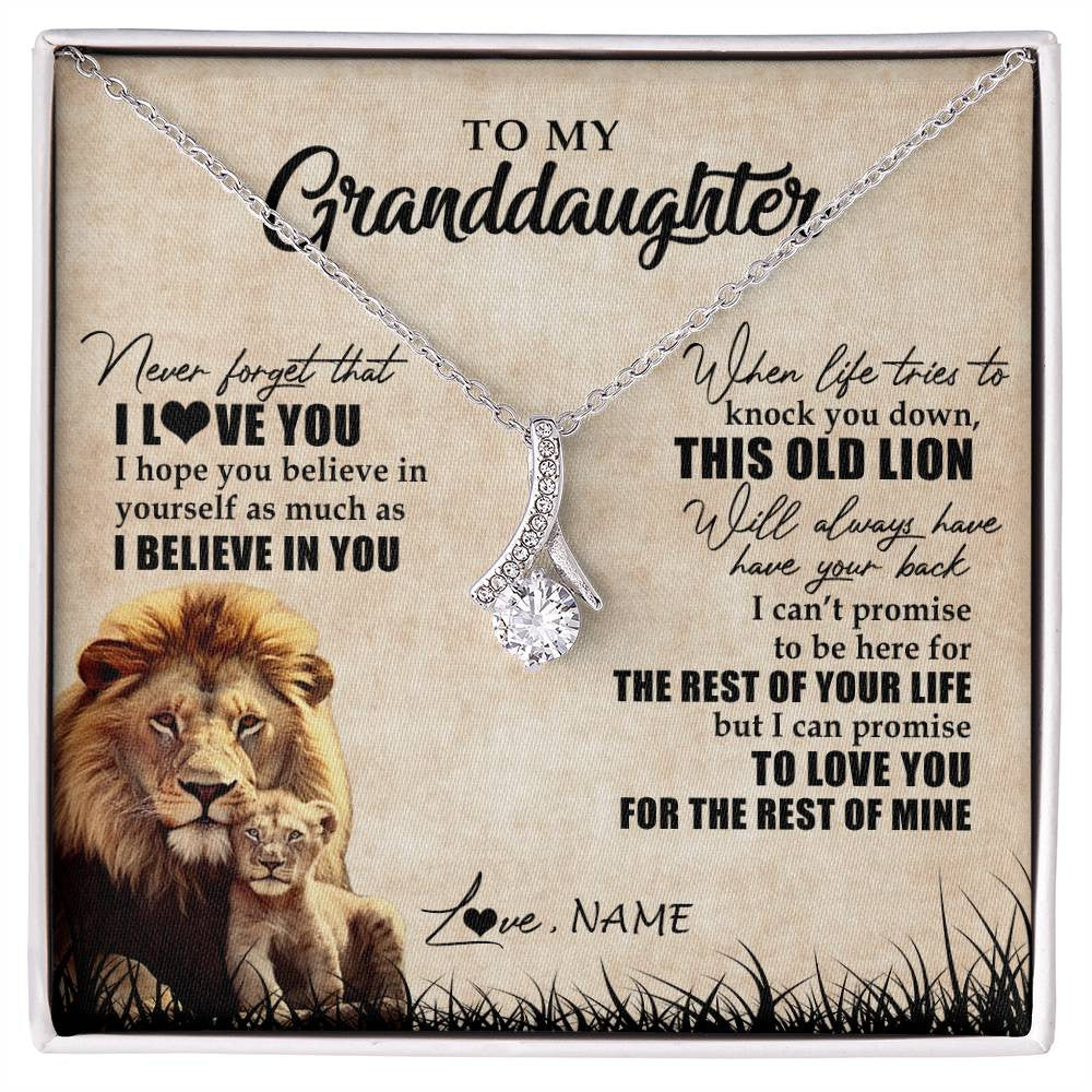 Personalized To My Granddaughter Gifts Necklace From Grandpa Old Lion Granddaughter Jewelry Birthday Graduation Christmas Customized Gift Box Message Card