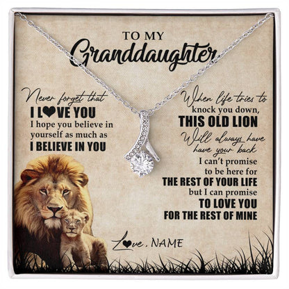 Personalized To My Granddaughter Gifts Necklace From Grandpa Old Lion Granddaughter Jewelry Birthday Graduation Christmas Customized Gift Box Message Card