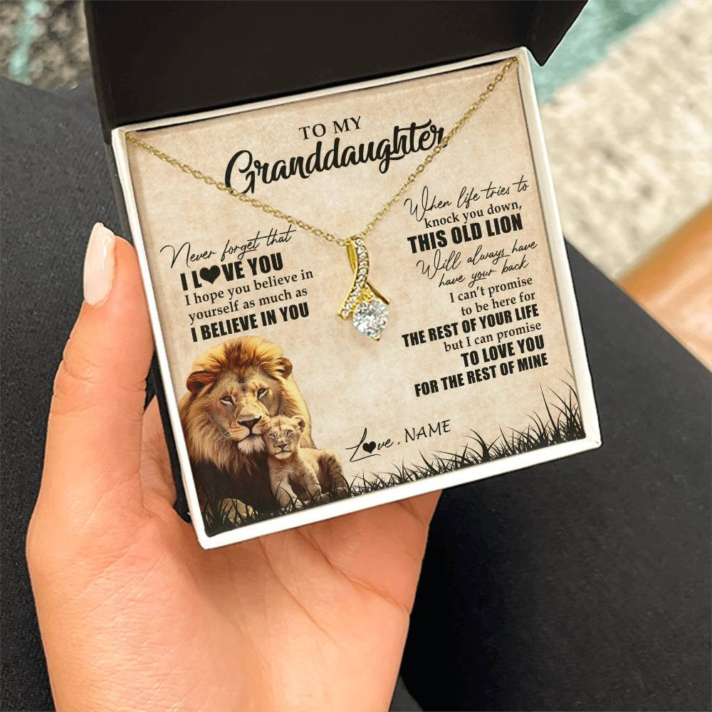 Personalized To My Granddaughter Gifts Necklace From Grandpa Old Lion Granddaughter Jewelry Birthday Graduation Christmas Customized Gift Box Message Card