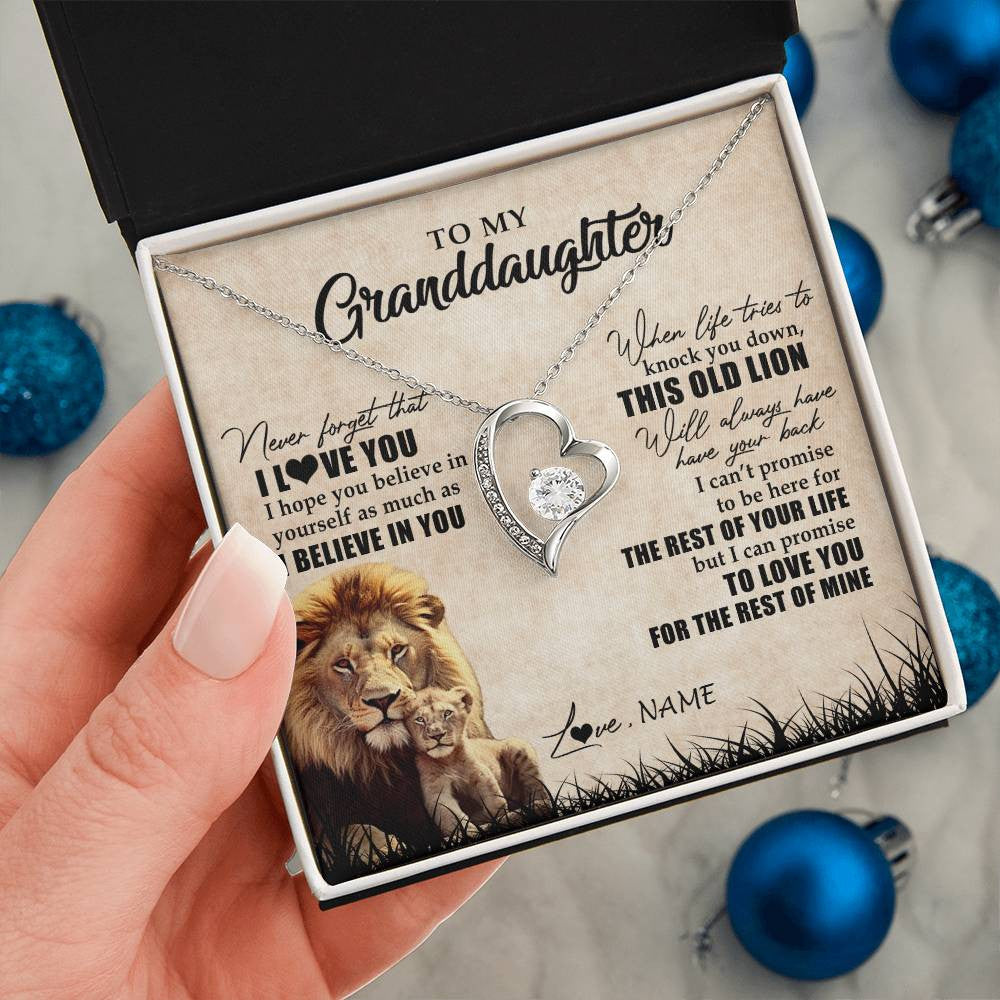 Personalized To My Granddaughter Gifts Necklace From Grandpa Old Lion Granddaughter Jewelry Birthday Graduation Christmas Customized Gift Box Message Card