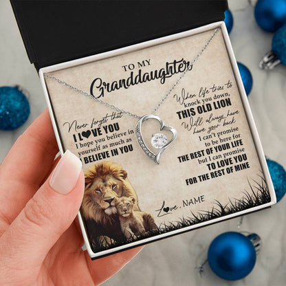 Personalized To My Granddaughter Gifts Necklace From Grandpa Old Lion Granddaughter Jewelry Birthday Graduation Christmas Customized Gift Box Message Card