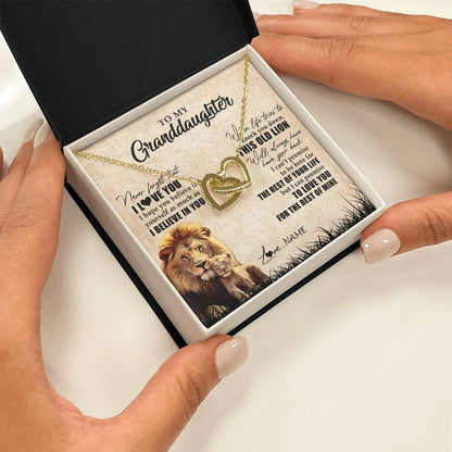 Personalized To My Granddaughter Gifts Necklace From Grandpa Old Lion Granddaughter Jewelry Birthday Graduation Christmas Customized Gift Box Message Card