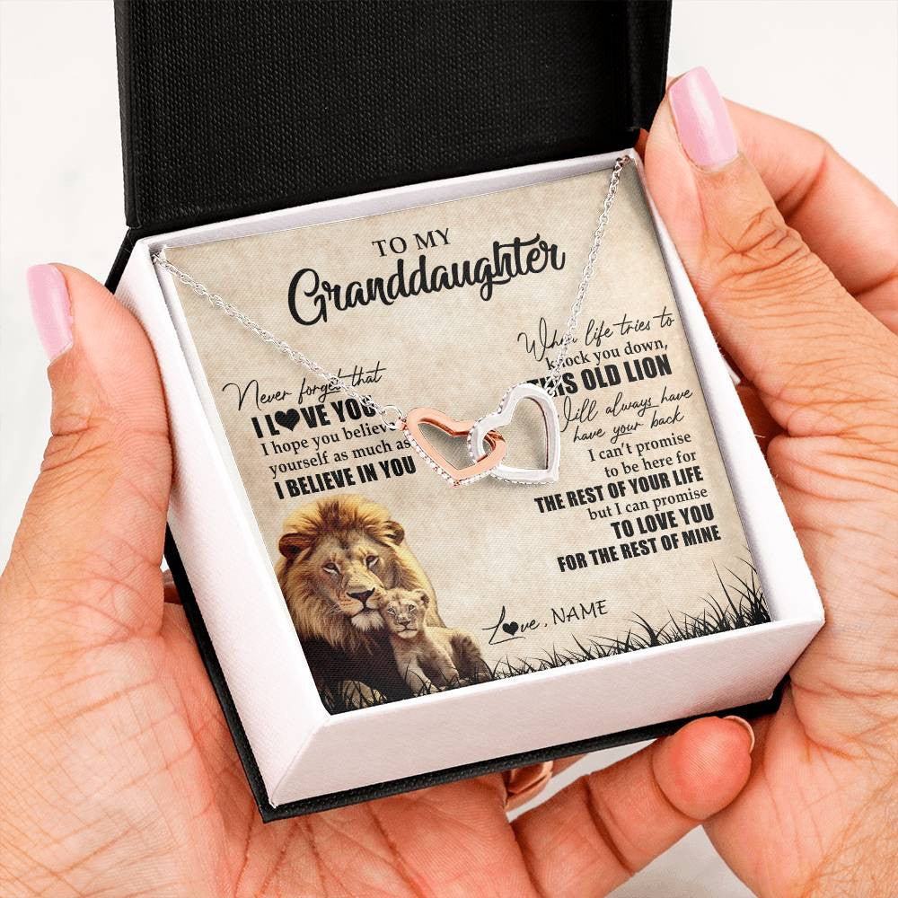 Personalized To My Granddaughter Gifts Necklace From Grandpa Old Lion Granddaughter Jewelry Birthday Graduation Christmas Customized Gift Box Message Card