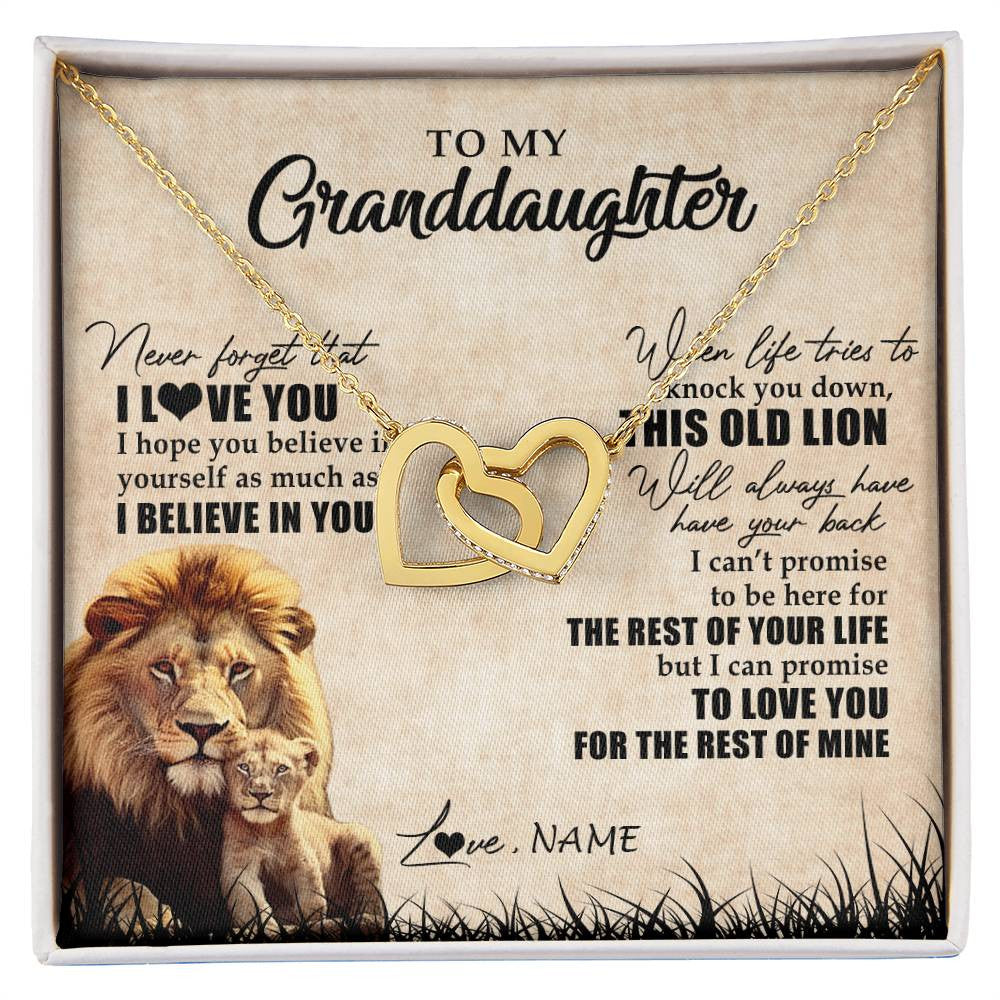 Personalized To My Granddaughter Gifts Necklace From Grandpa Old Lion Granddaughter Jewelry Birthday Graduation Christmas Customized Gift Box Message Card