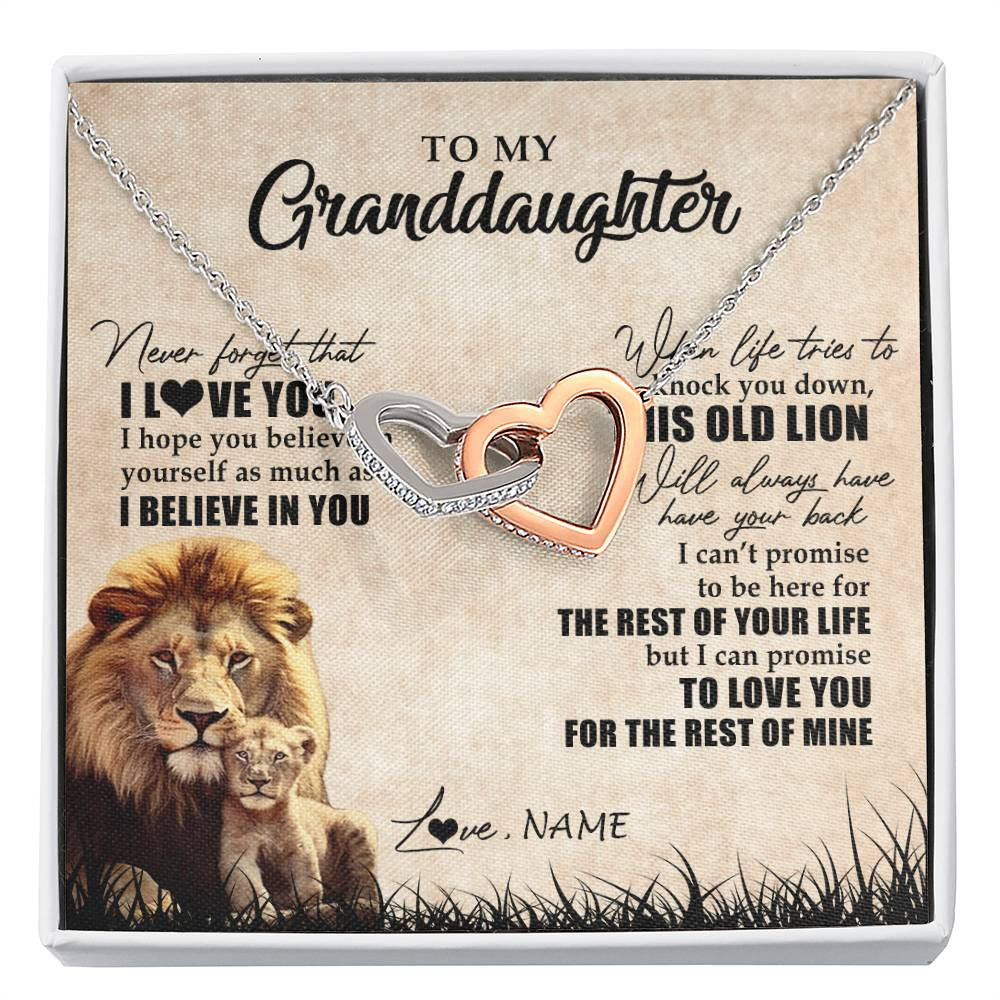 Personalized To My Granddaughter Gifts Necklace From Grandpa Old Lion Granddaughter Jewelry Birthday Graduation Christmas Customized Gift Box Message Card