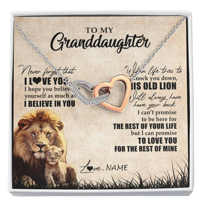 Personalized To My Granddaughter Gifts Necklace From Grandpa Old Lion Granddaughter Jewelry Birthday Graduation Christmas Customized Gift Box Message Card