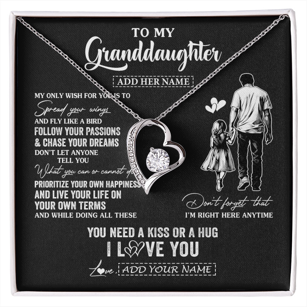 Personalized To My Granddaughter Gifts Necklace From Grandpa Papa My Only Wish For You Granddaughter Birthday Gifts Graduation Christmas Gift Box Message Card