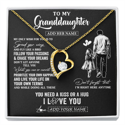 Personalized To My Granddaughter Gifts Necklace From Grandpa Papa My Only Wish For You Granddaughter Birthday Gifts Graduation Christmas Gift Box Message Card