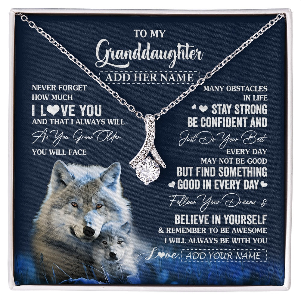 Personalized To My Granddaughter I Love You Forever Necklace From Grandma Grandpa Wolf Granddaughter Birthday Gifts Graduation Christmas Gift Box Message Card
