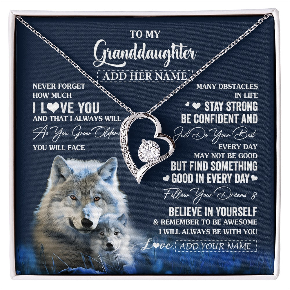 Personalized To My Granddaughter I Love You Forever Necklace From Grandma Grandpa Wolf Granddaughter Birthday Gifts Graduation Christmas Gift Box Message Card