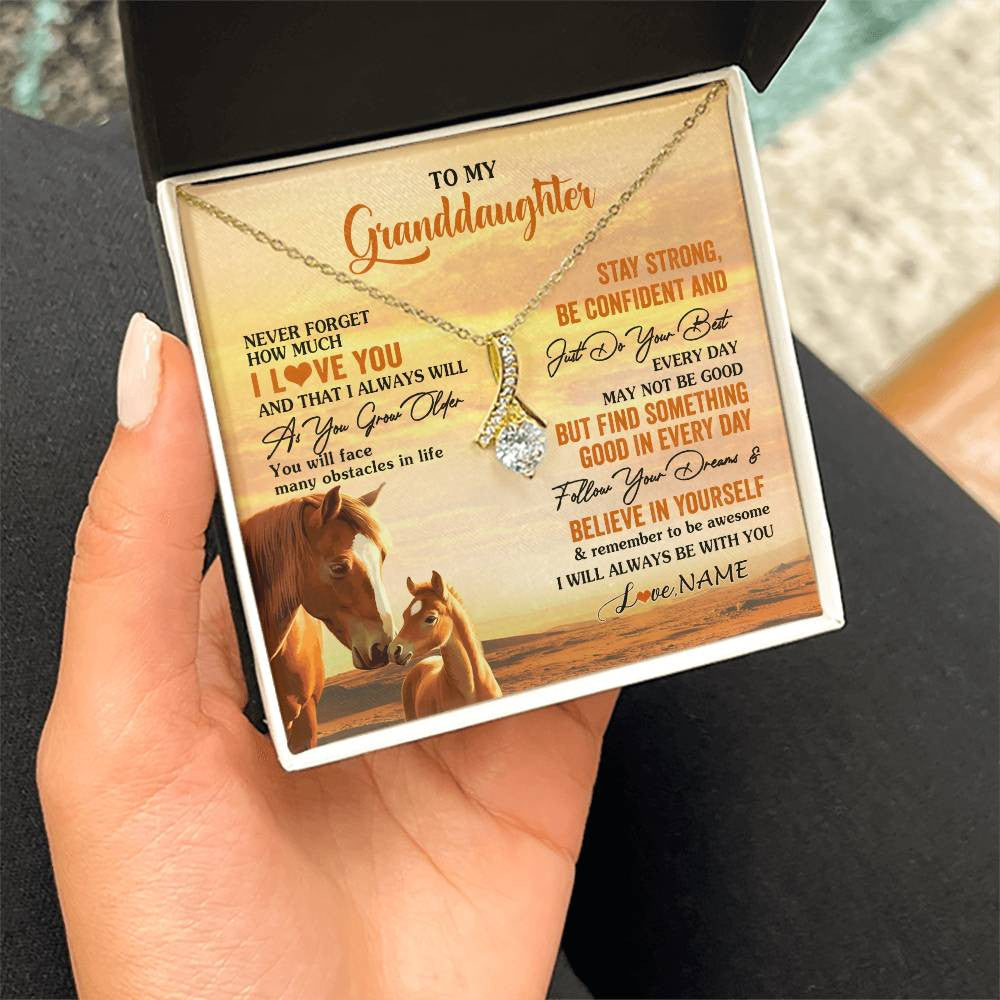 Personalized To My Granddaughter I Love You Forever Necklace From Grandma Papa Horse Granddaughter Birthday Jewelry Christmas Customized Gift Box Message Card