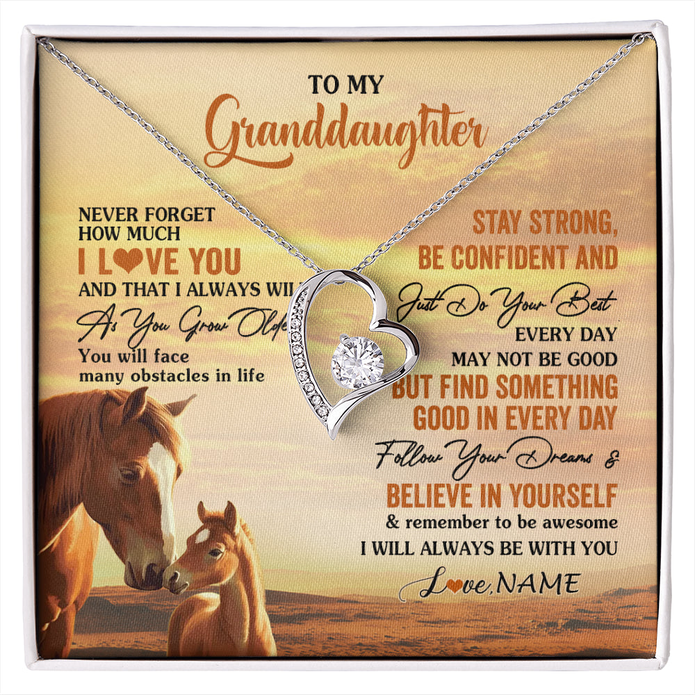 Personalized To My Granddaughter I Love You Forever Necklace From Grandma Papa Horse Granddaughter Birthday Jewelry Christmas Customized Gift Box Message Card