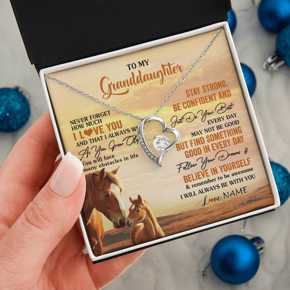 Personalized To My Granddaughter I Love You Forever Necklace From Grandma Papa Horse Granddaughter Birthday Jewelry Christmas Customized Gift Box Message Card