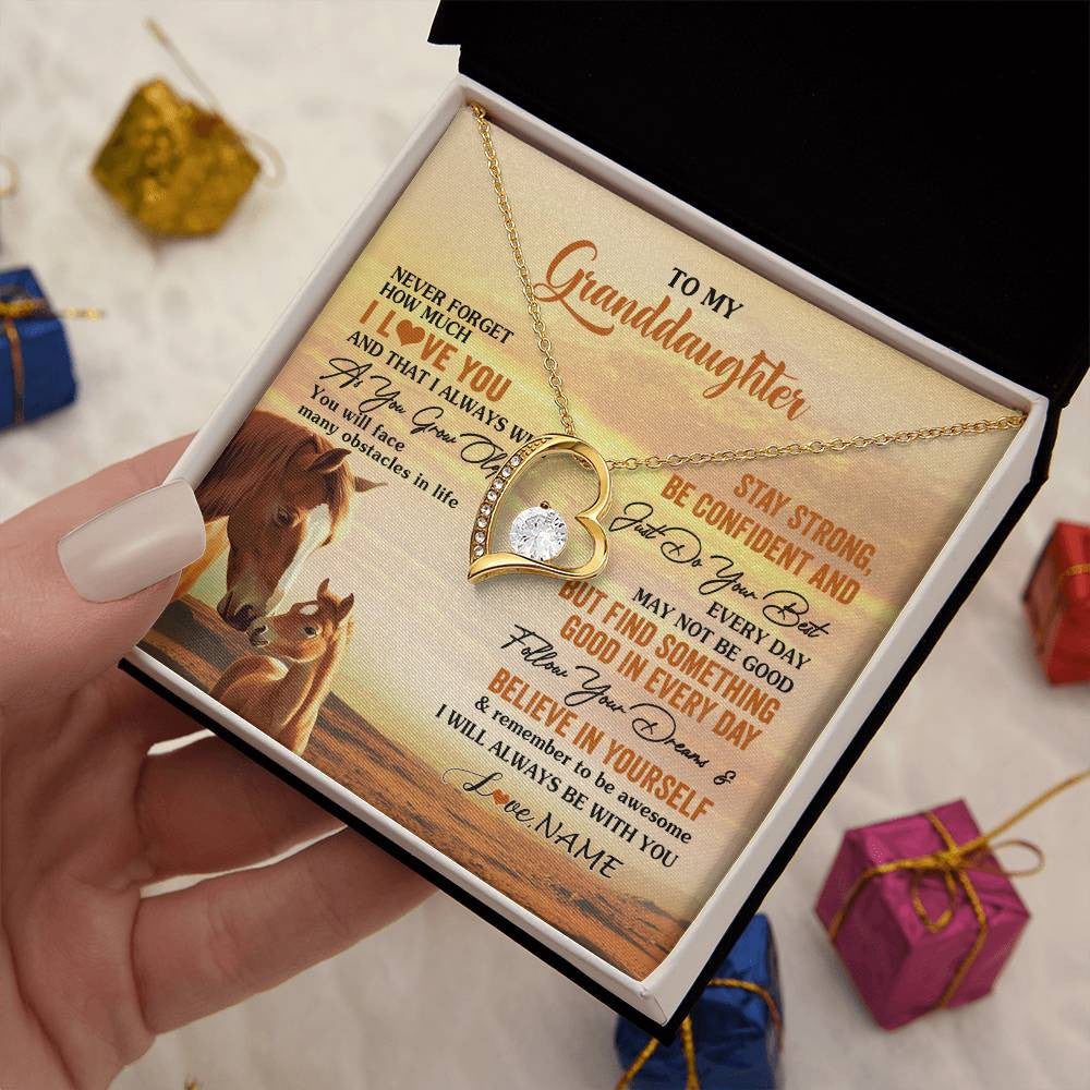 Personalized To My Granddaughter I Love You Forever Necklace From Grandma Papa Horse Granddaughter Birthday Jewelry Christmas Customized Gift Box Message Card