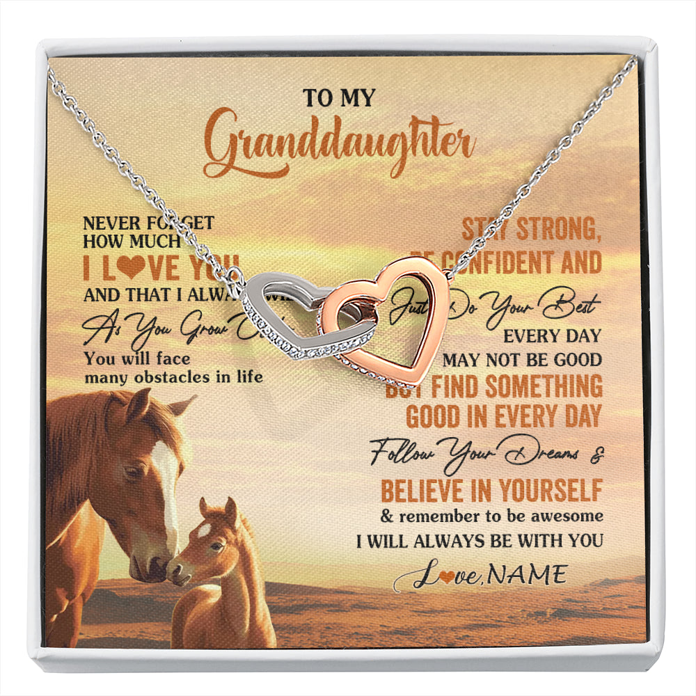 Personalized To My Granddaughter I Love You Forever Necklace From Grandma Papa Horse Granddaughter Birthday Jewelry Christmas Customized Gift Box Message Card