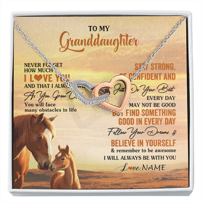Personalized To My Granddaughter I Love You Forever Necklace From Grandma Papa Horse Granddaughter Birthday Jewelry Christmas Customized Gift Box Message Card