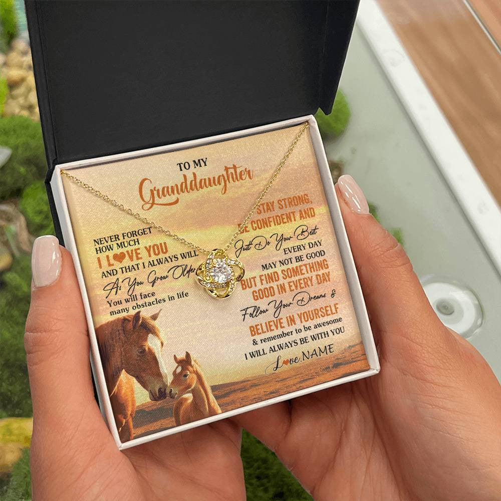 Personalized To My Granddaughter I Love You Forever Necklace From Grandma Papa Horse Granddaughter Birthday Jewelry Christmas Customized Gift Box Message Card