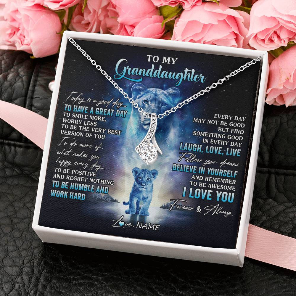 Personalized To My Granddaughter Lion Necklace From Grandma Every Day Laugh Love Live Granddaughter Birthday Christmas Customized Gift Box Message Card