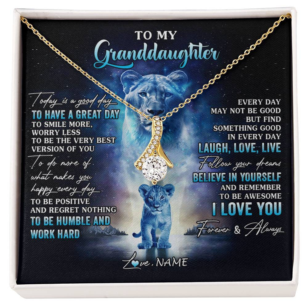 Personalized To My Granddaughter Lion Necklace From Grandma Every Day Laugh Love Live Granddaughter Birthday Christmas Customized Gift Box Message Card