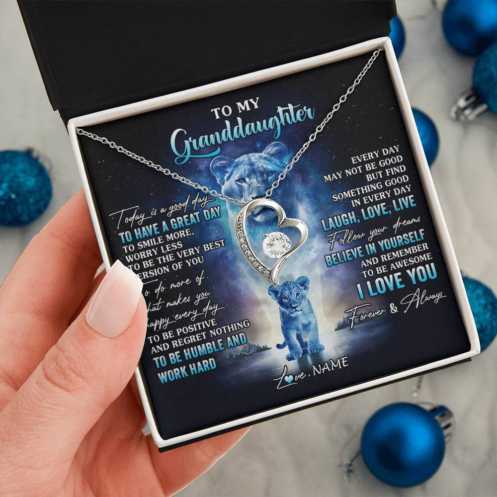 Personalized To My Granddaughter Lion Necklace From Grandma Every Day Laugh Love Live Granddaughter Birthday Christmas Customized Gift Box Message Card