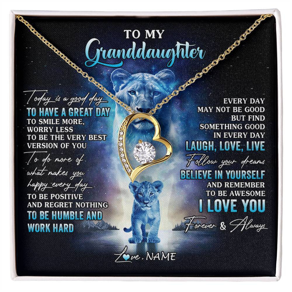 Personalized To My Granddaughter Lion Necklace From Grandma Every Day Laugh Love Live Granddaughter Birthday Christmas Customized Gift Box Message Card