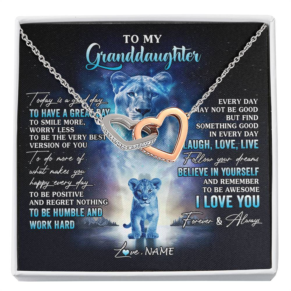 Personalized To My Granddaughter Lion Necklace From Grandma Every Day Laugh Love Live Granddaughter Birthday Christmas Customized Gift Box Message Card