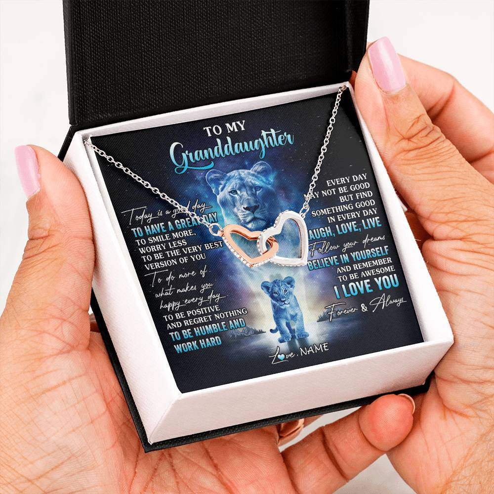 Personalized To My Granddaughter Lion Necklace From Grandma Every Day Laugh Love Live Granddaughter Birthday Christmas Customized Gift Box Message Card