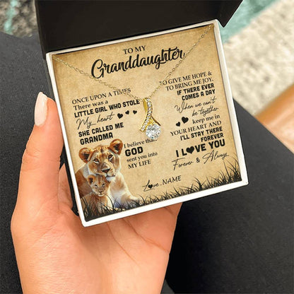 Personalized To My Granddaughter Lion Necklace From Grandma I'll Stay There Forever Grandchild Birthday Graduation Christmas Customized Gift Box Message Card