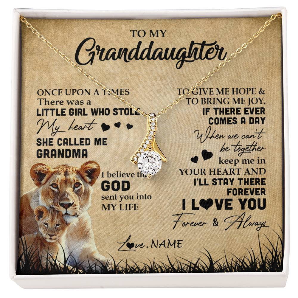 Personalized To My Granddaughter Lion Necklace From Grandma I'll Stay There Forever Grandchild Birthday Graduation Christmas Customized Gift Box Message Card