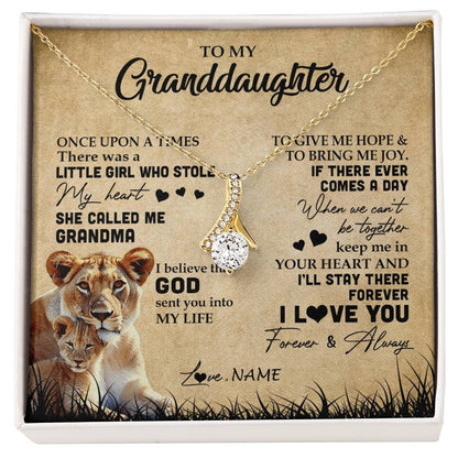 Personalized To My Granddaughter Lion Necklace From Grandma I'll Stay There Forever Grandchild Birthday Graduation Christmas Customized Gift Box Message Card