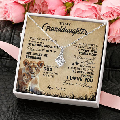 Personalized To My Granddaughter Lion Necklace From Grandma I'll Stay There Forever Grandchild Birthday Graduation Christmas Customized Gift Box Message Card